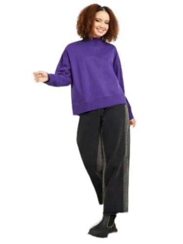 Styli Women Regular Length High Neck Half Zip Oversized Sweatshirt