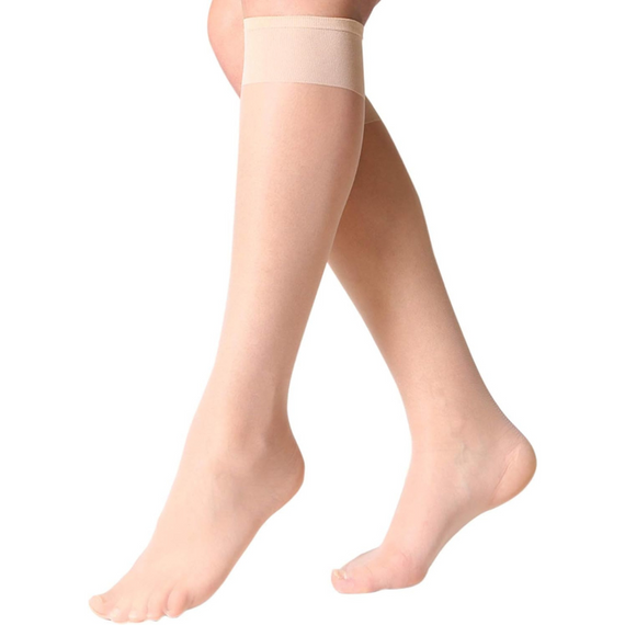 MANZI 12 Pairs Lady's Sheer Knee High Stockings for Women