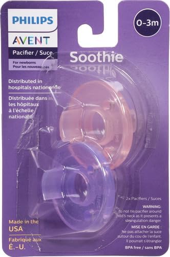 Philips Avent Soothie Pacifier, Pink/Purple, 0-3 Months, 2 Count