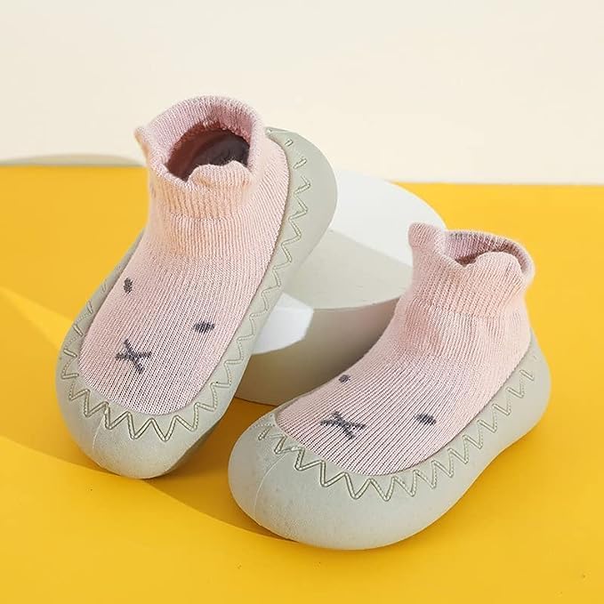 BIGTHREE Baby Shoes, Baby First Walking Shoes, Protect Kid's Feet Soles, Soft Sole with Grips for Kids, Cute Animal Cartoon Toddler Kids Anti-Slip Socks Shoes, Fit for 12-18 Months