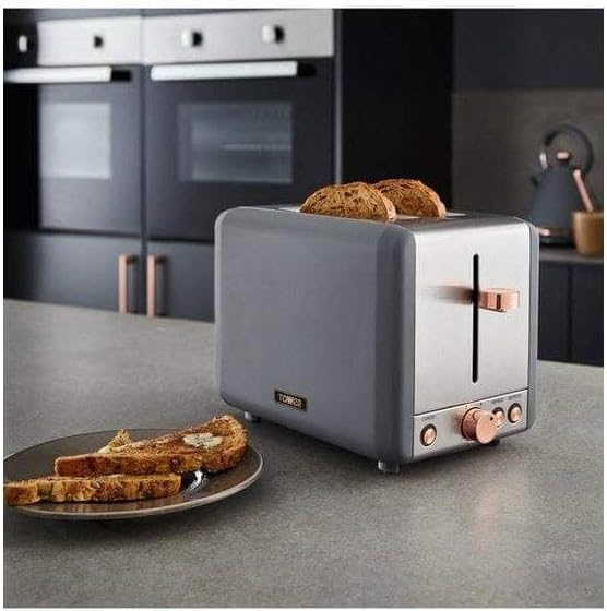 Tower T20036PNK Cavaletto 2-Slice Toaster with Defrost/Reheat, Stainless Steel, 850 W, Marshmallow Pink and Rose Gold