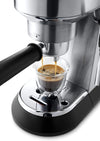 Roll over image to zoom in Delonghi Dedica Coffee Machine, Barista Pump Espresso and Cappuccino Maker, Ground Coffee and ESE Pods can be used, Milk Frother for Latte Macchiato and more, EC685.M, Metallic,