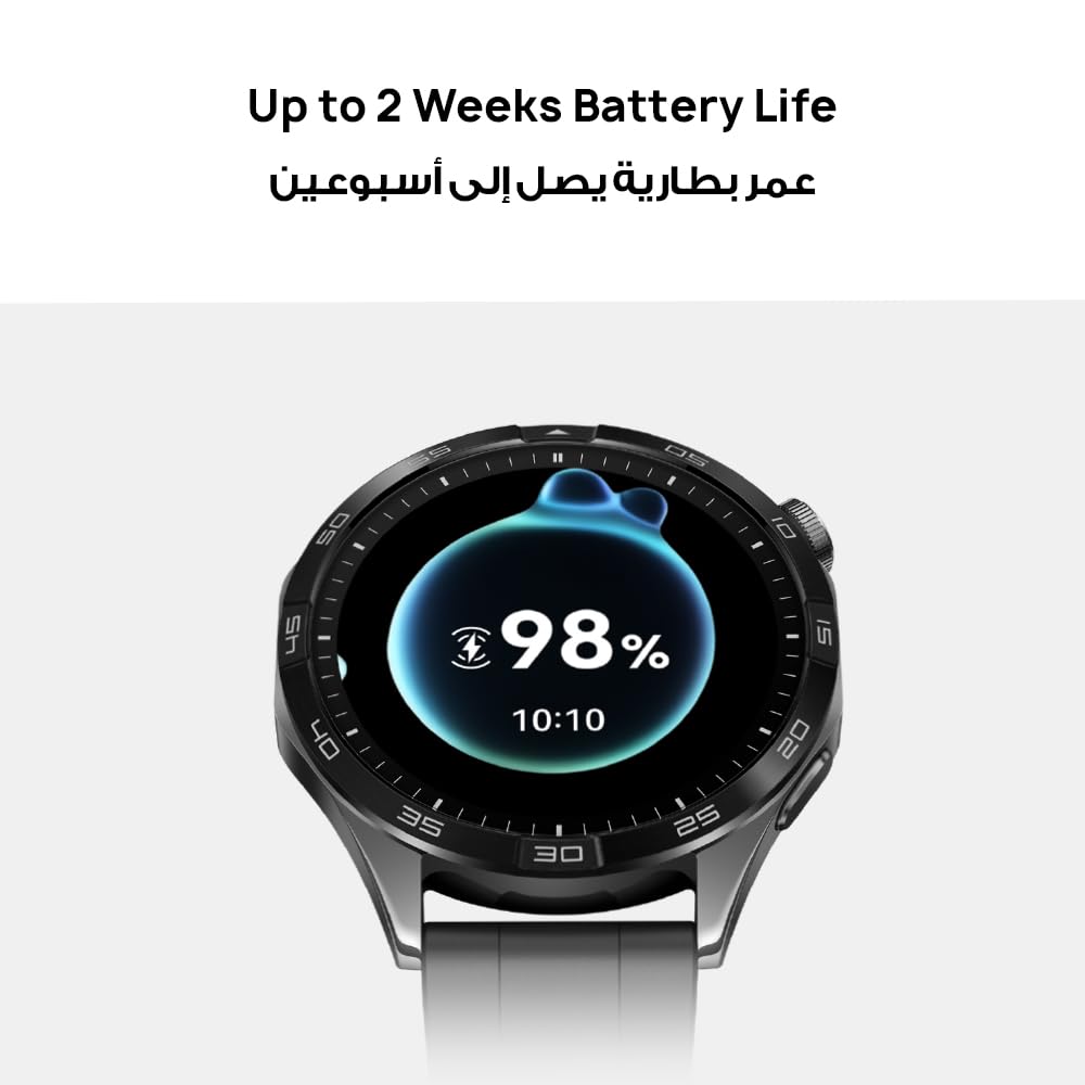 HUAWEI WATCH GT 4 46mm Smartwatch, 14 Days Battery Life, Science-based Calorie Management, Dual-Band Five-System GNSS Position, Pulse Wave Arrhythmia Analysis, Heart Rate Monitor, Andriod & iOS, Black