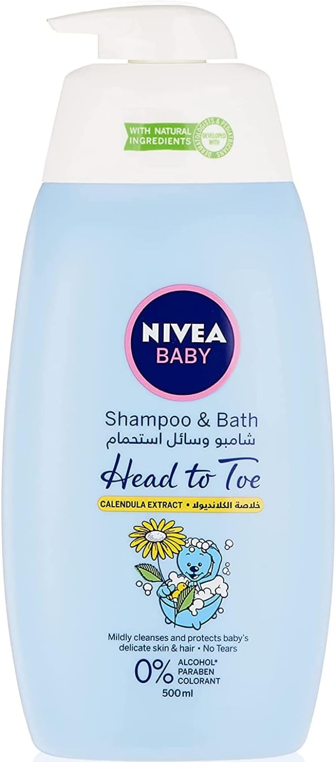 NIVEA Baby Care Kit with Natural Ingredients: Head To Toe Shampoo & Bath, 500ml + Caring Oil Delicate, 200ml + My First Cream All Purpose Cream, 150ml