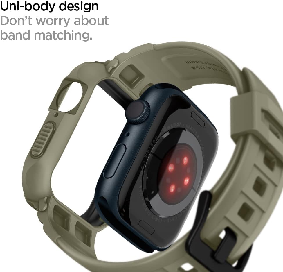 Spigen Rugged Armor PRO designed for Apple Watch Band with Case for Series 9/8/7 (45mm) and Series SE2/6/SE/5/4 (44mm)