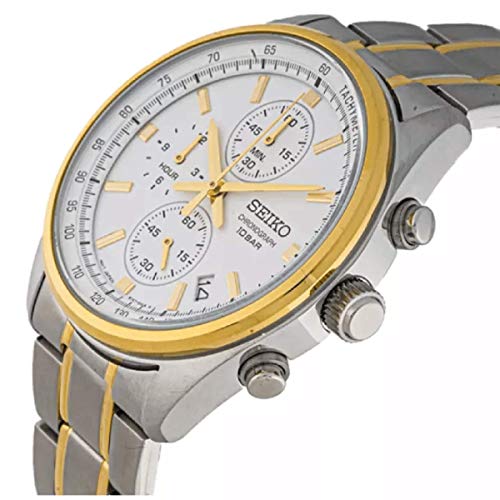 Seiko Chronograph With Tachymeter Bicolour Stainless Steel Watch, Ssb380P1