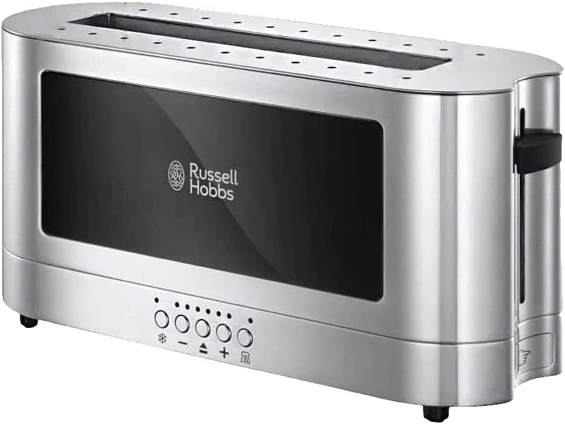 Russell Hobbs Stylevia 4 Slice Toaster St Steel with High Lift & Extra Wide Slot/Warm Rack Variable Browning Settings with Defrost/Reheat/Cancel Function & Removable Crumb Tray - 26290