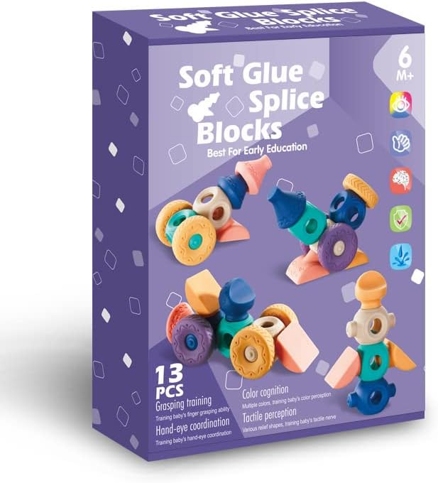 Baby Blocks -Baby Toys for Toddler Baby Girl Boy 0-3-6-9-7-8-12-18 Months-Soft Stacking Building Blocks-Montessori Learning Infant Teething Chewing Toy-Squeeze Sensory Toys