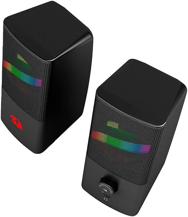 Redragon GS560 Adiemus RGB Desktop Soundbar, 2.0 Channel Computer Speaker with Dynamic Lighting Bar Audio-Light Sync/Display, Touch-Control Backlit with Volume Knob, USB Powered w/ 3.5mm Cable