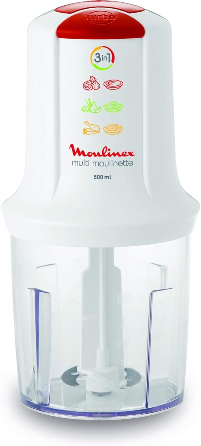 Moulinex moulinette essential chopper, 300 watts, white /black, plastic, dj520127, min 2 yrs warranty