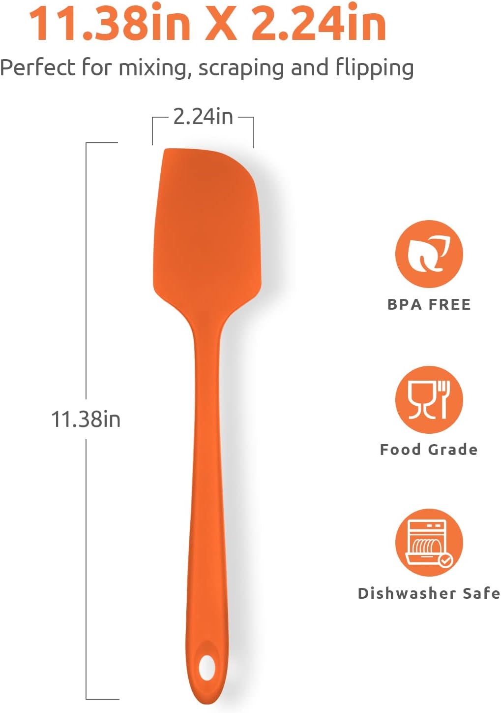 35.6cm Extra Large Silicone Spatula: U-Taste 315℃ Heat Resistant Long Flexible Rubber Bowl Scraper Seamless Mixing Stirring Cooking Scraping Baking Spreader for Kitchen Nonstick Cookware (Purple)