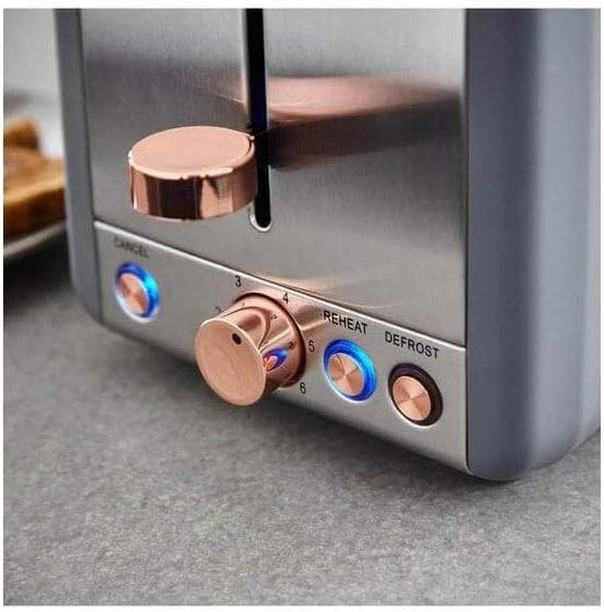 Tower T20036PNK Cavaletto 2-Slice Toaster with Defrost/Reheat, Stainless Steel, 850 W, Marshmallow Pink and Rose Gold