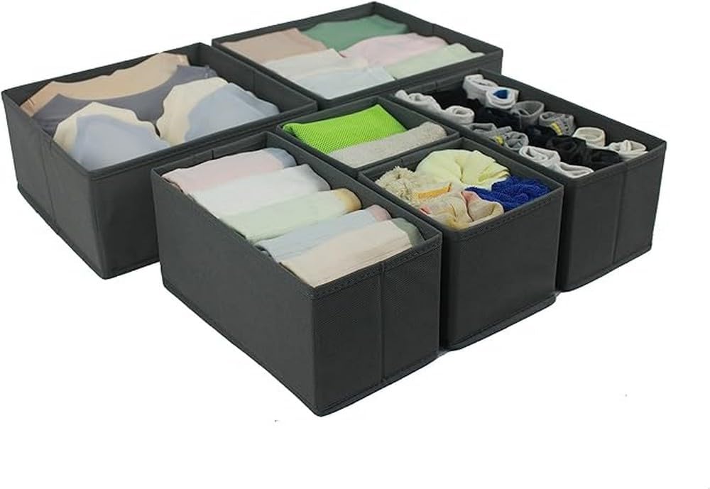 Basics Dresser Drawer Storage Organizer for Undergarments, Set of 4 - Gray