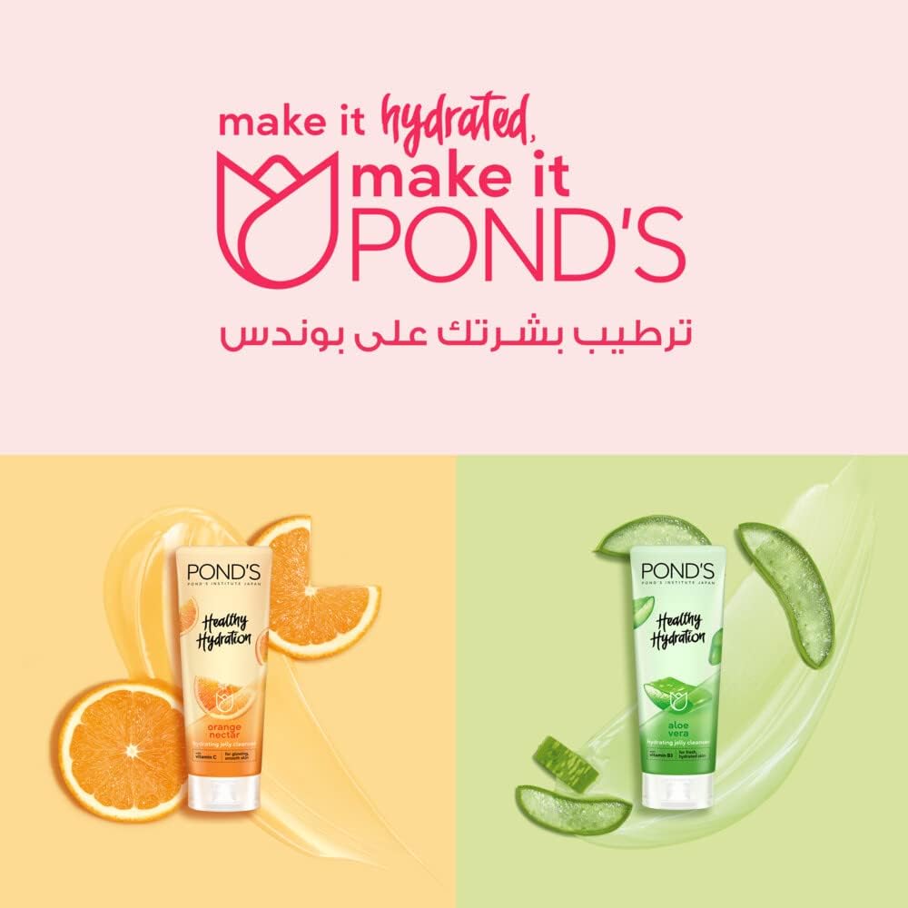 POND'S Healthy Hydration Gel Facial Cleanser for fresh, hydrated skin, Aloe Vera with 100% natural origin aloe vera extract & vitamin B3 (Niacinamide)