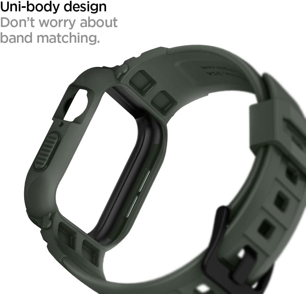 Spigen Rugged Armor PRO designed for Apple Watch Band with Case for Series 9/8/7 (45mm) and Series SE2/6/SE/5/4 (44mm)