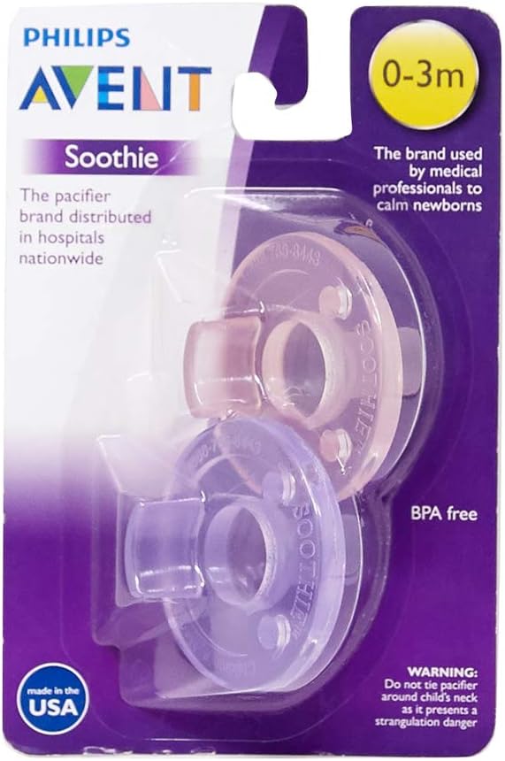 Philips Avent Soothie Pacifier, Pink/Purple, 0-3 Months, 2 Count