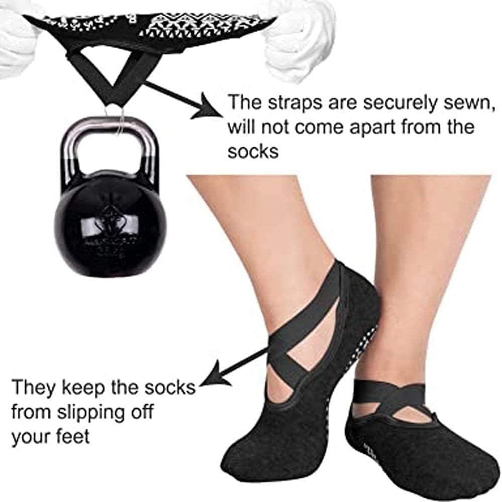 AioTio Strap Non-slip Yoga Socks for Women,Yoga Special Sports Socks,PVC Particles not Only Non-slip but Also Can Massage the Soles of the Feet