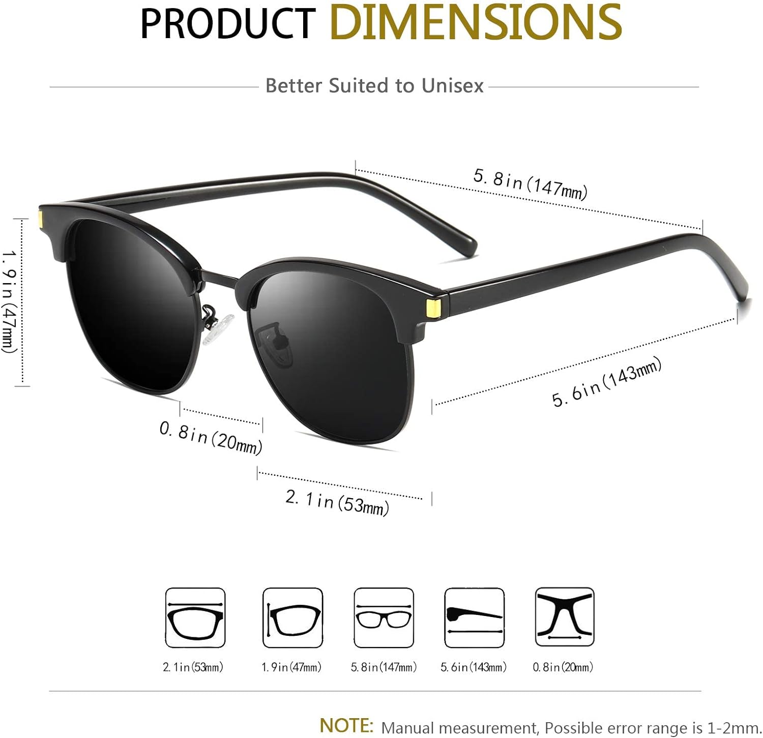 KANASTAL Polarized Sunglasses for Men Women, Lightweight TR90 Frame Square Sun Glasses UV400 Protection Shades Outdoor