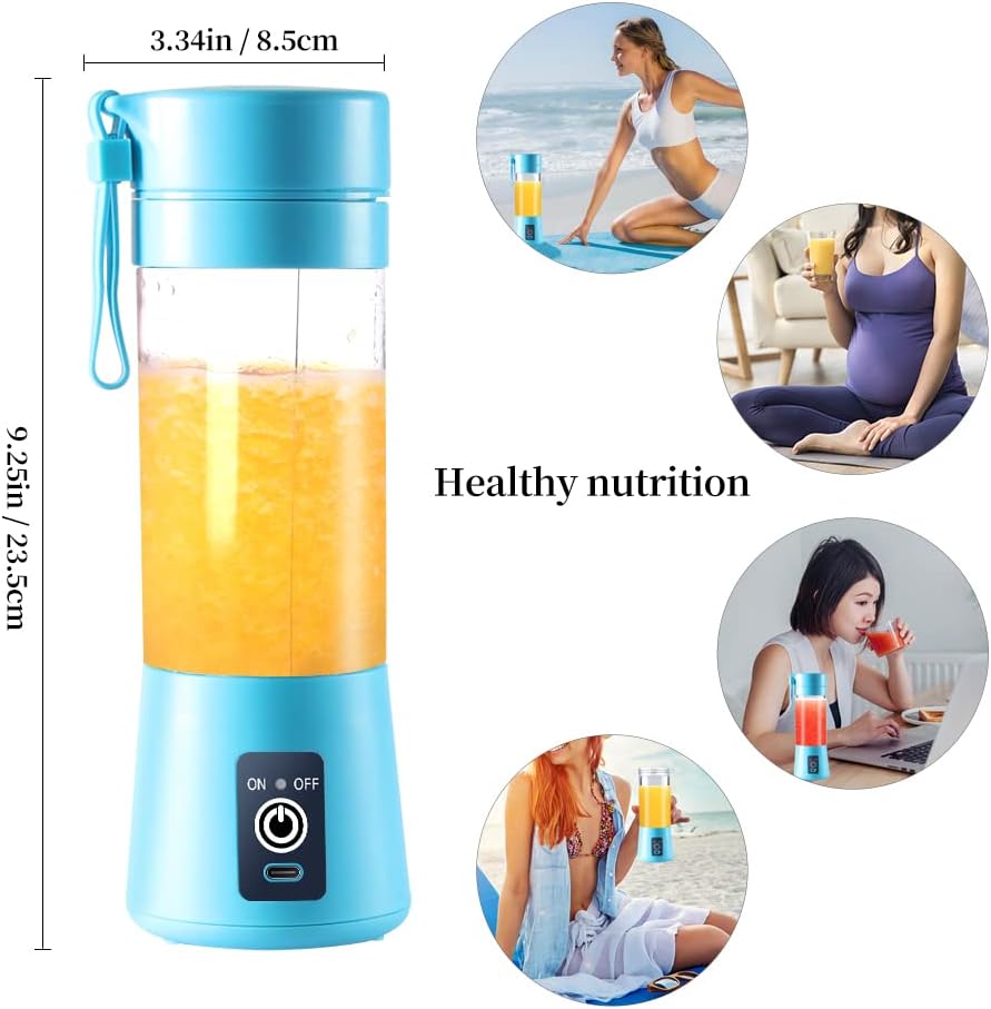 Portable Blender Cup,Electric USB Juicer Blender,Mini Blender Portable Blender For Shakes and Smoothies, Juice,380ml, Six Blades Great for Mixing,Light purple