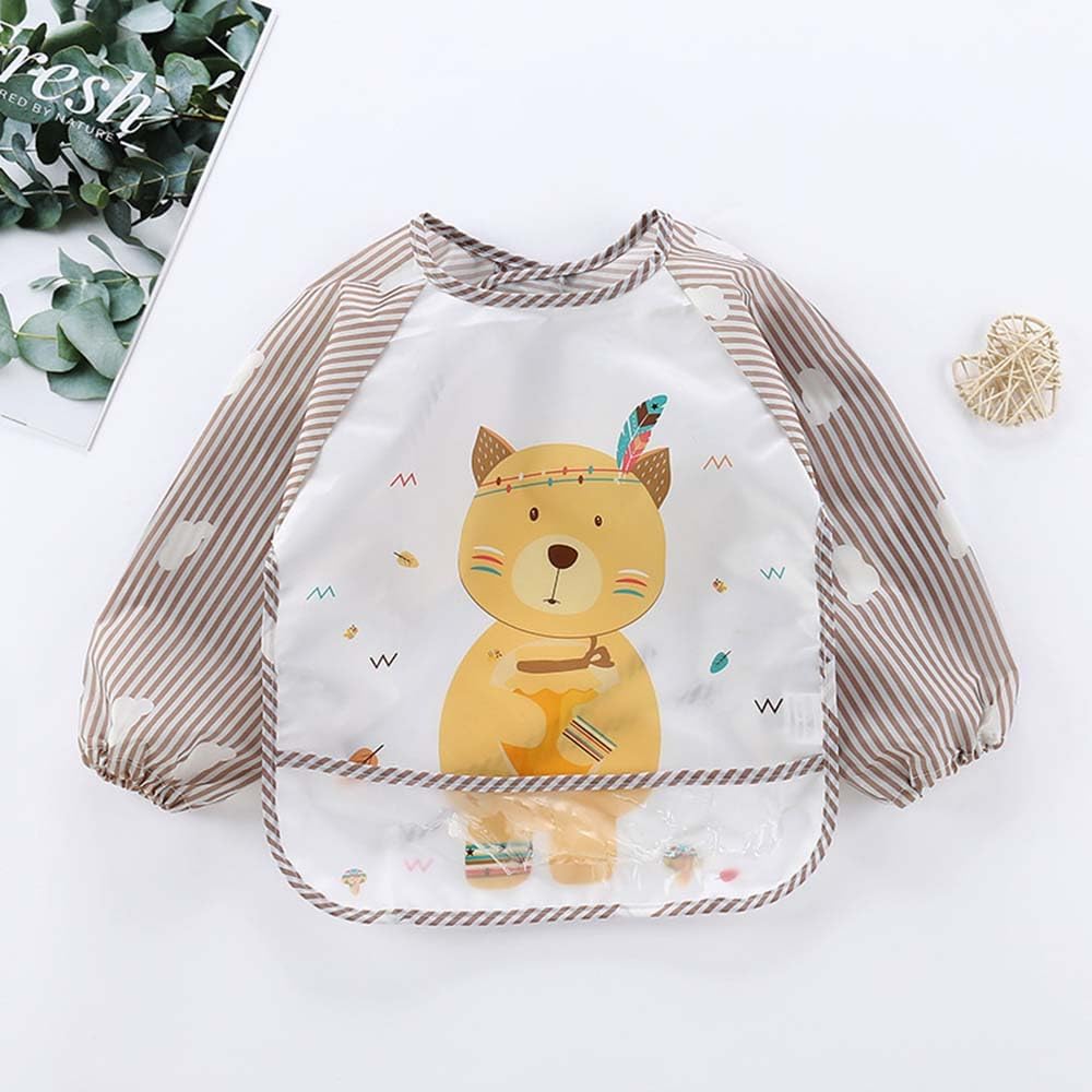 Long Sleeve Waterproof Stain Resistant Drool Cloths Baby Bib 12-36Months