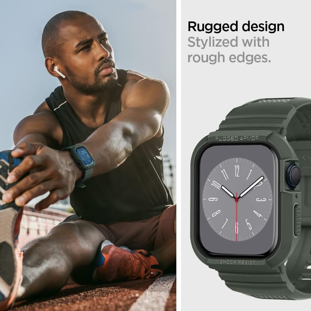 Spigen Rugged Armor PRO designed for Apple Watch Band with Case for Series 9/8/7 (45mm) and Series SE2/6/SE/5/4 (44mm)