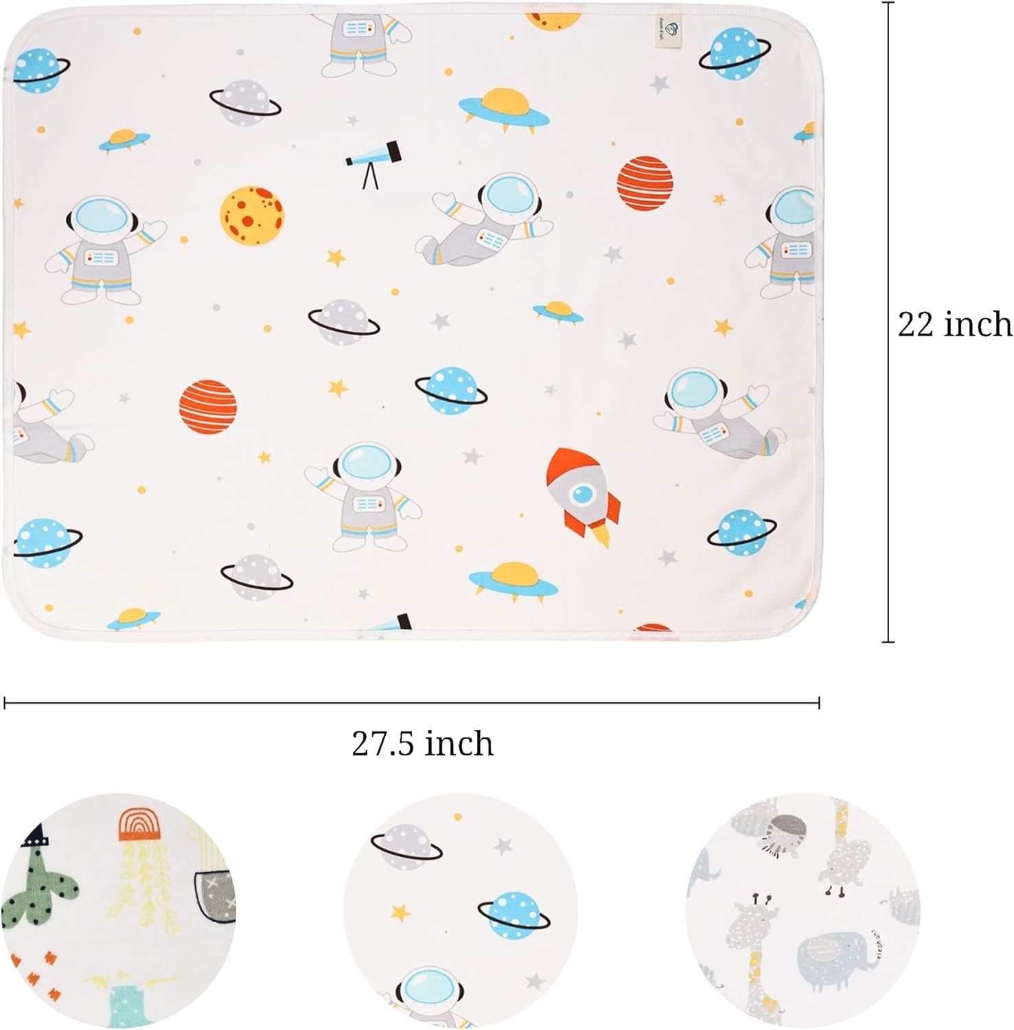 Baby Diaper Changing Pad Liners(22x27.5 inches) Soft Bamboo Cotton Waterproof Changing Pad for Baby Underpads Mattress Pad Sheet Protector Portable Reusable Urine Pads for Travel Gear Pack of 3