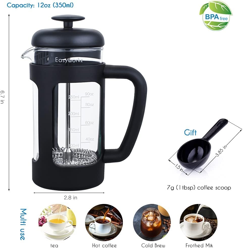 Easyworkz Stainless Steel French Press 1000 ml Coffee Tea Maker,Soft Grip Handle