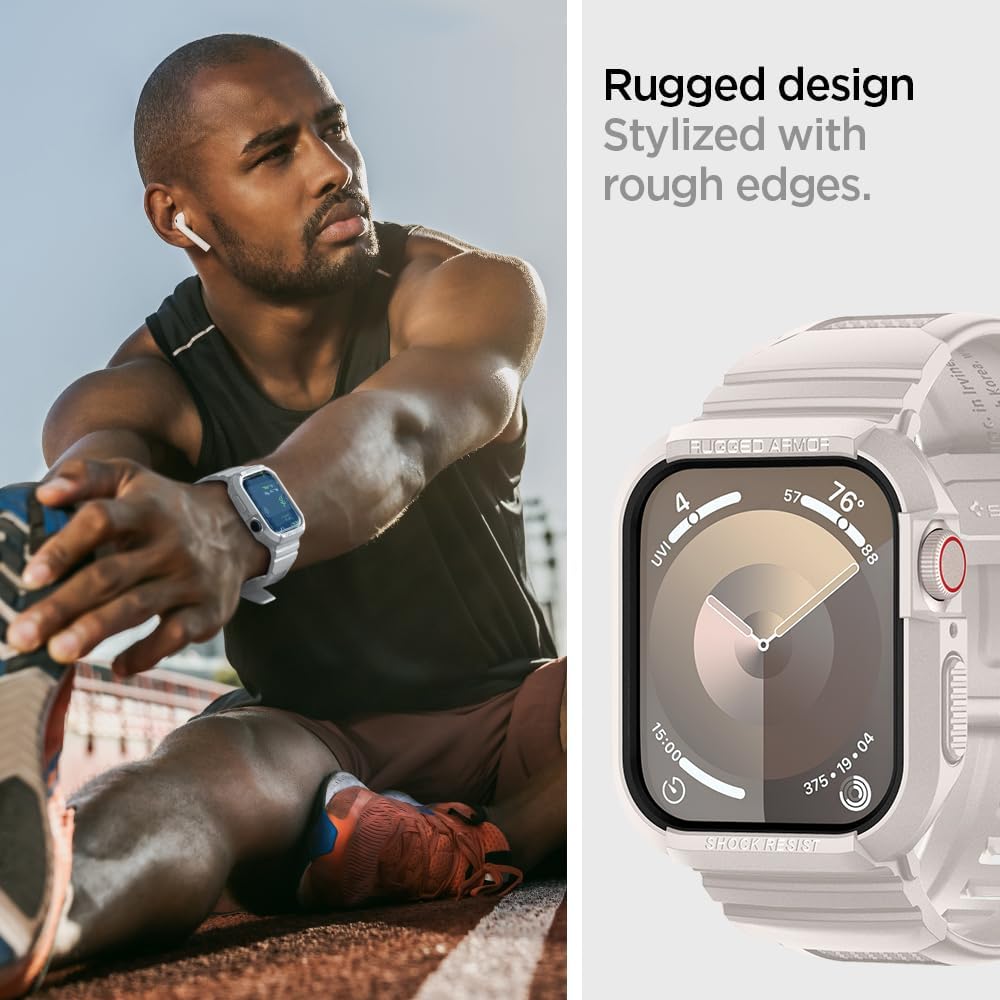 Spigen Rugged Armor PRO designed for Apple Watch Band with Case for Series 9/8/7 (45mm) and Series SE2/6/SE/5/4 (44mm)