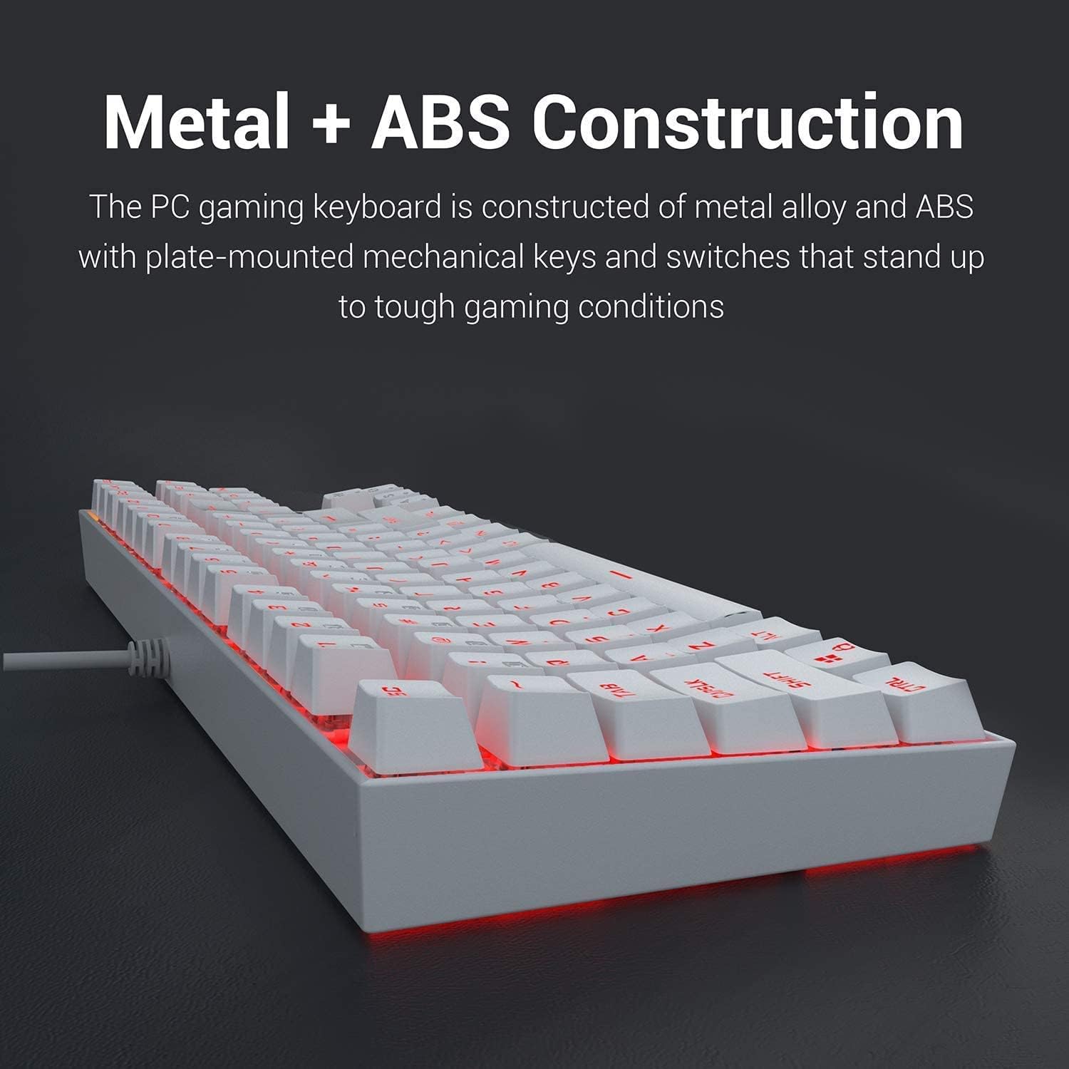 Redragon K617 Fizz 60% Wired RGB Gaming Keyboard, 61 Keys Compact Mechanical Keyboard w/White and Grey Color Keycaps, Linear Red Switch, Pro Driver/Software Supported