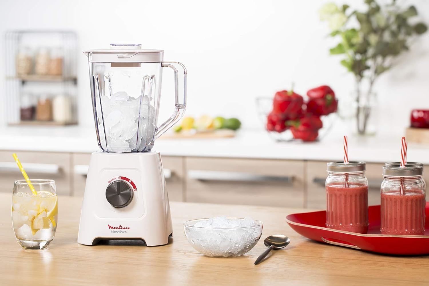 Moulinex Blendeo+ Blender, 1.5 Litre, With Ice CRush Technology & 2 Grinder And Chopper Accessories, 450 Watts, White, Plastic, Lm2B3127