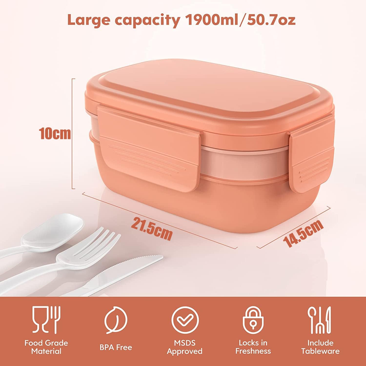 Bento Box, 3 Stackable Bento Lunch Containers for Adults/Kids, Modern Minimalist Design Bento Box with Utensil Set, Leakproof Lunchbox Bento Box for Dining Out, Work, Picnic, School