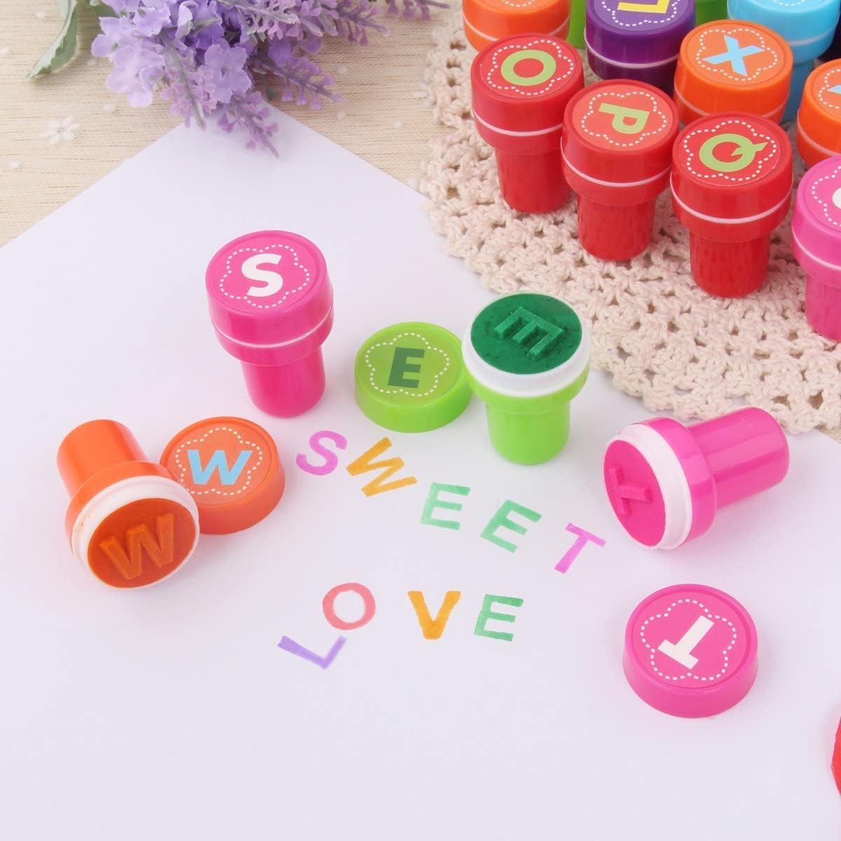 CHANEDE Alphabet Stamps for Kids,26 Pieces Self-Ink Washable Stampers Toys for Children Crafts Party Favor,School Prizes,Birthday Gift,Learn Props (26 Pieces Animals Stampes New)