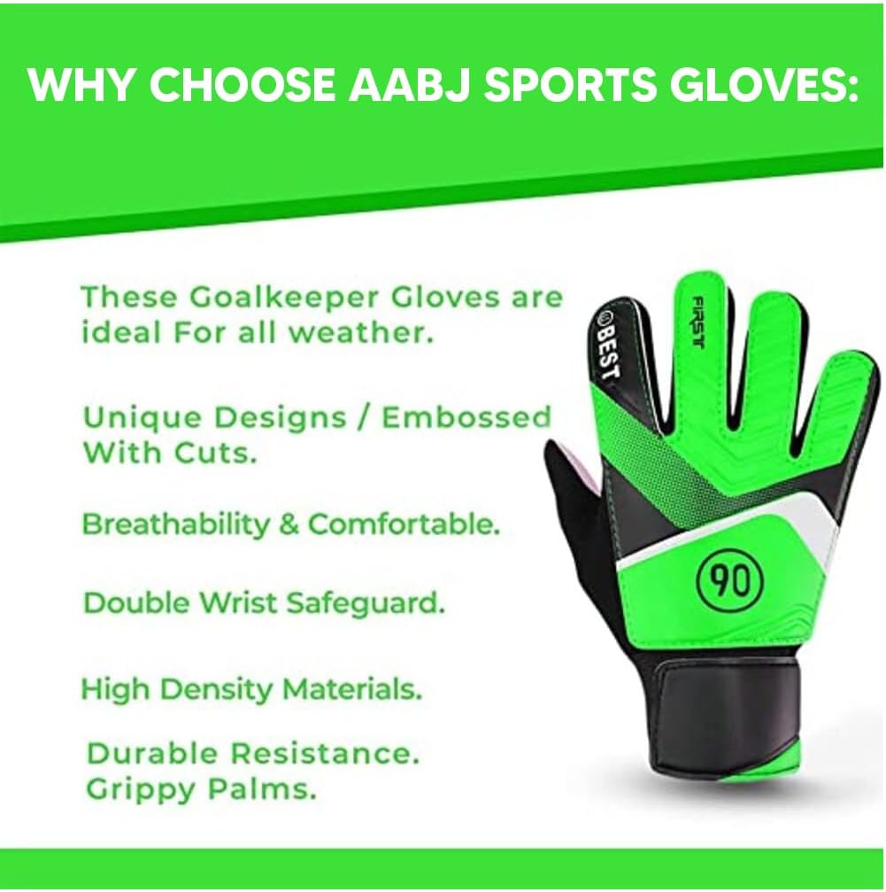 AABJ High-Performance Kids' Youth Football Goalkeeper Gloves - Perfect for Sizes 5-6, Ideal for Ages 8-15, Unmatched Grip and Protection.…