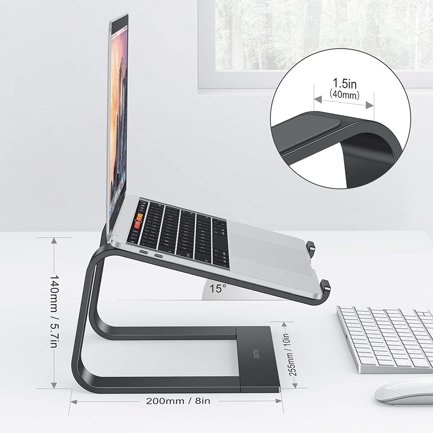 OMOTON Laptop Stand for Desk, Detachable Laptop Riser, Aluminum Laptop Holder, Compatible with MacBook Air/Pro, Dell, HP, and All Laptops (11-16 inch), Silver