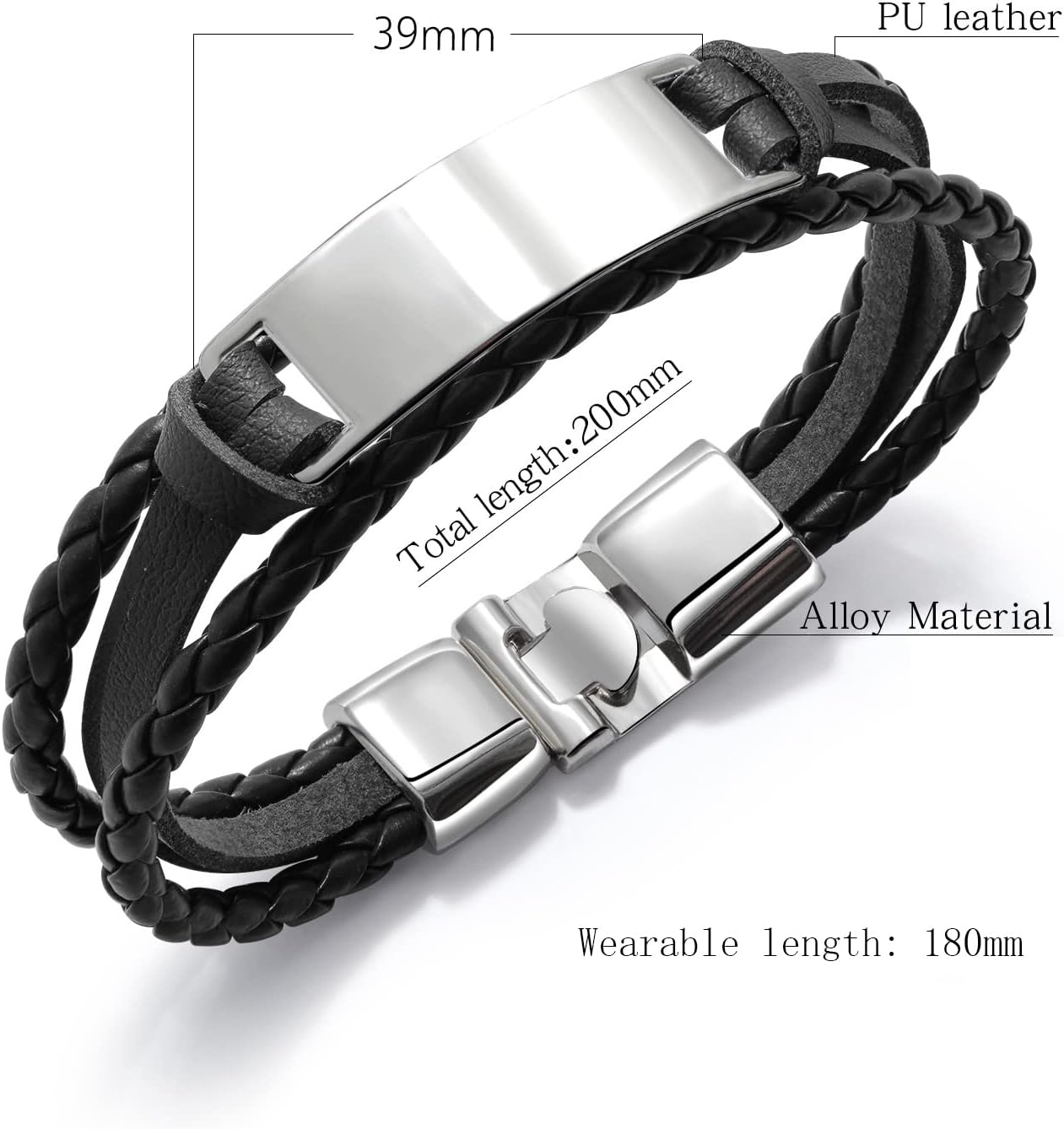 ORiTi Mens Leather Bracelet Premium Braided Leather Bracelet for Men and Women with Stainless Steel Magnetic Clasp Braided Bracelets for Men Leather Cuff Boys Bracelet