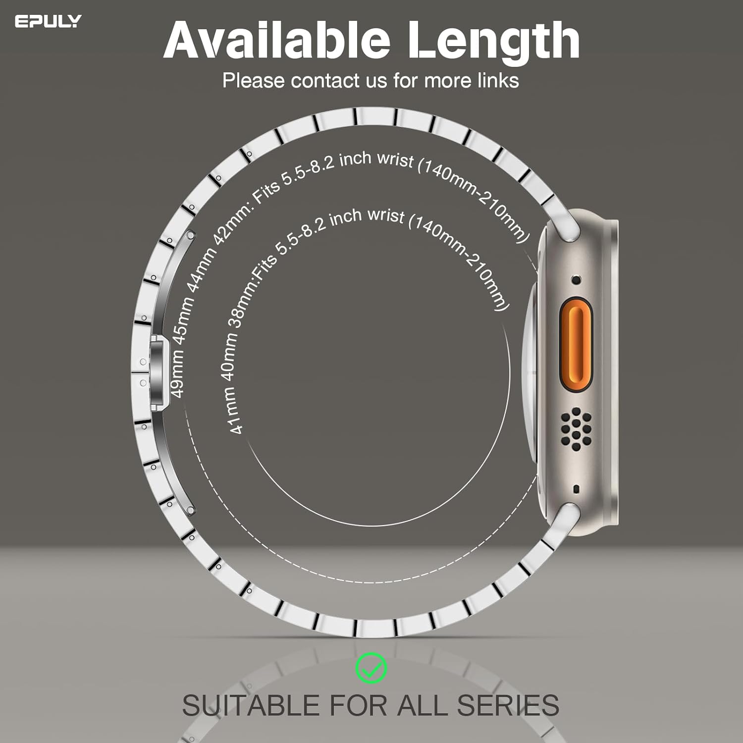 EPULY Compatible with Apple Watch Ultra Band 49mm 45mm 44mm 42mm 41mm 40mm 38mm,Men and Women Stainless Steel Metal Band for iWatch Series SE/8/7/6/5/4/3/2/1