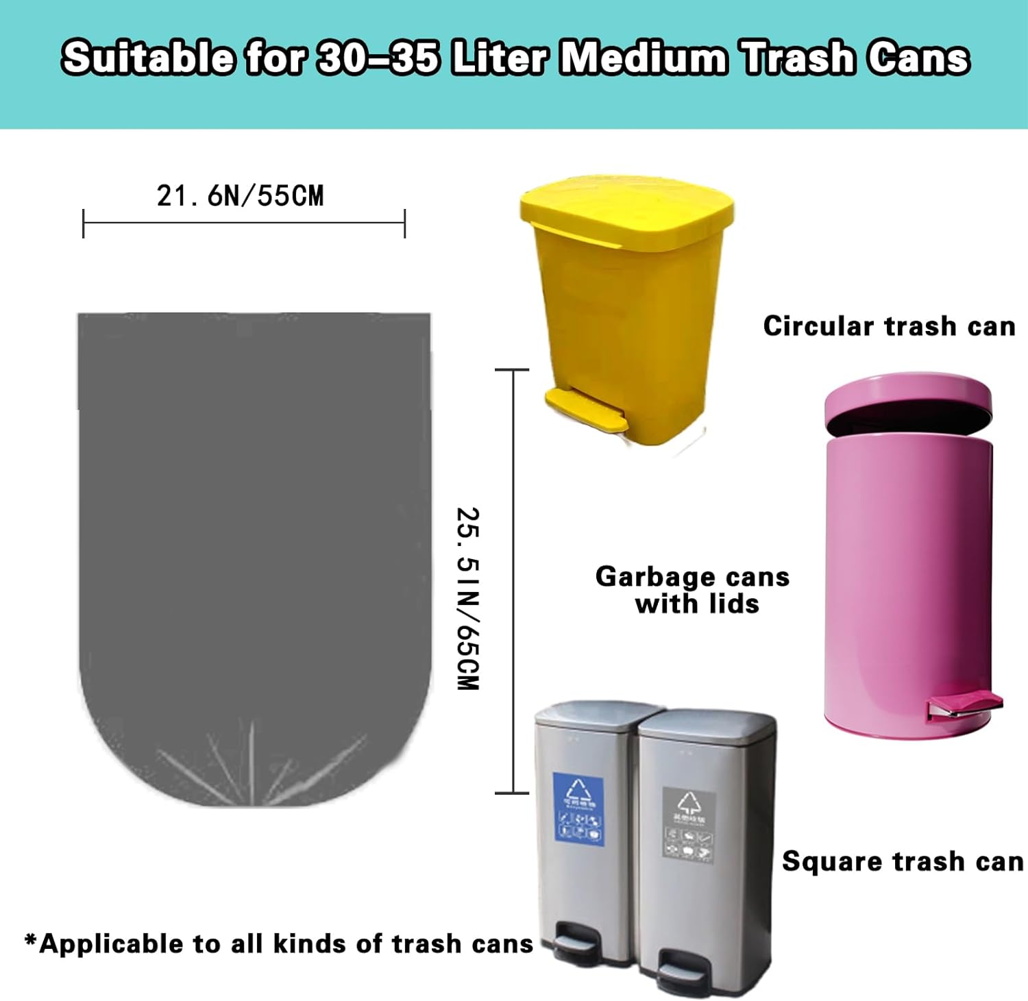 Small Trash Bags 0.6Mil Thicken 4 Gallon 15L Garbage Bags 240 Counts Trash Can Liner for Home Office Kitchen Bathroom Car Plastic Bins Recycling Bags