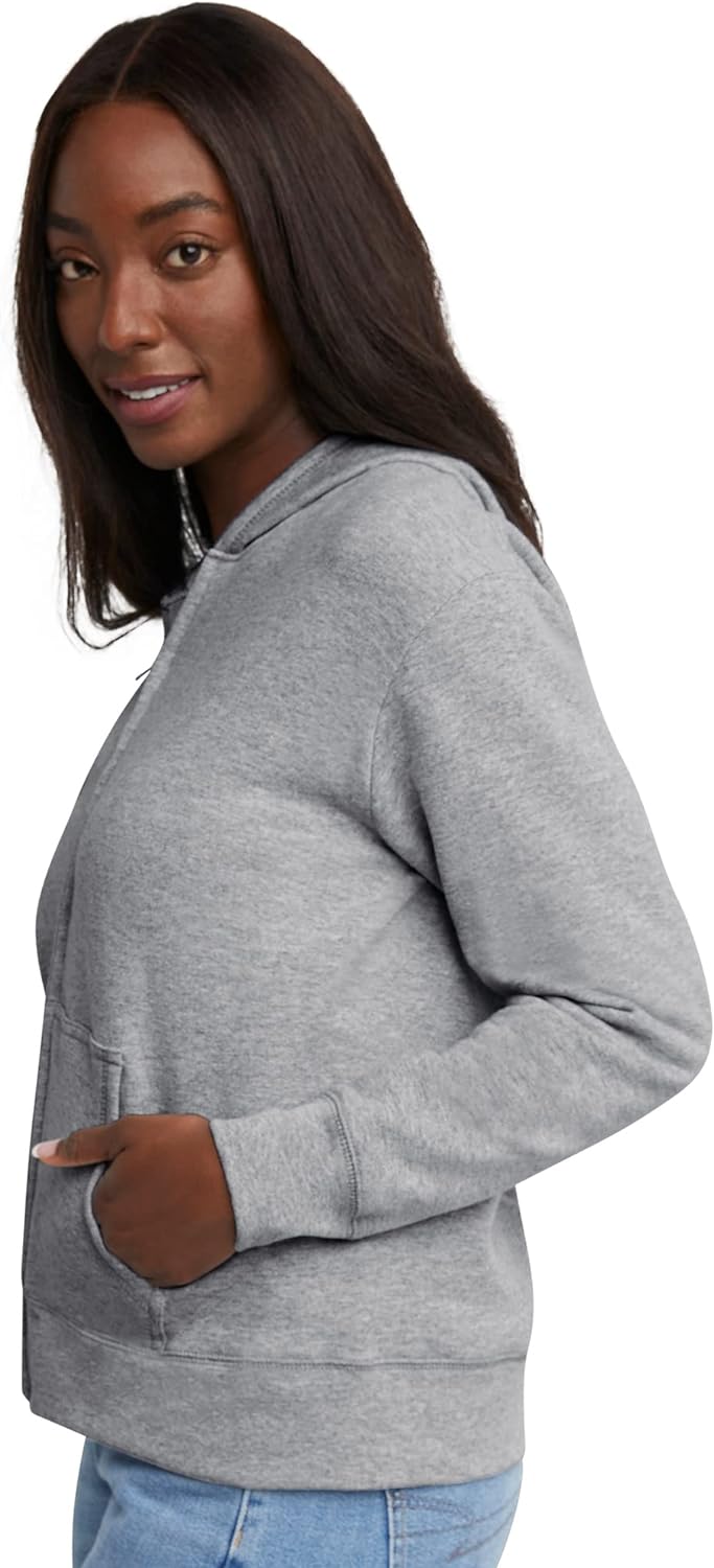 Hanes Women's Full-Zip Hooded Sweatshirt, EcoSmart Women's Sweatshirt, Women's Comfortable Hoodie