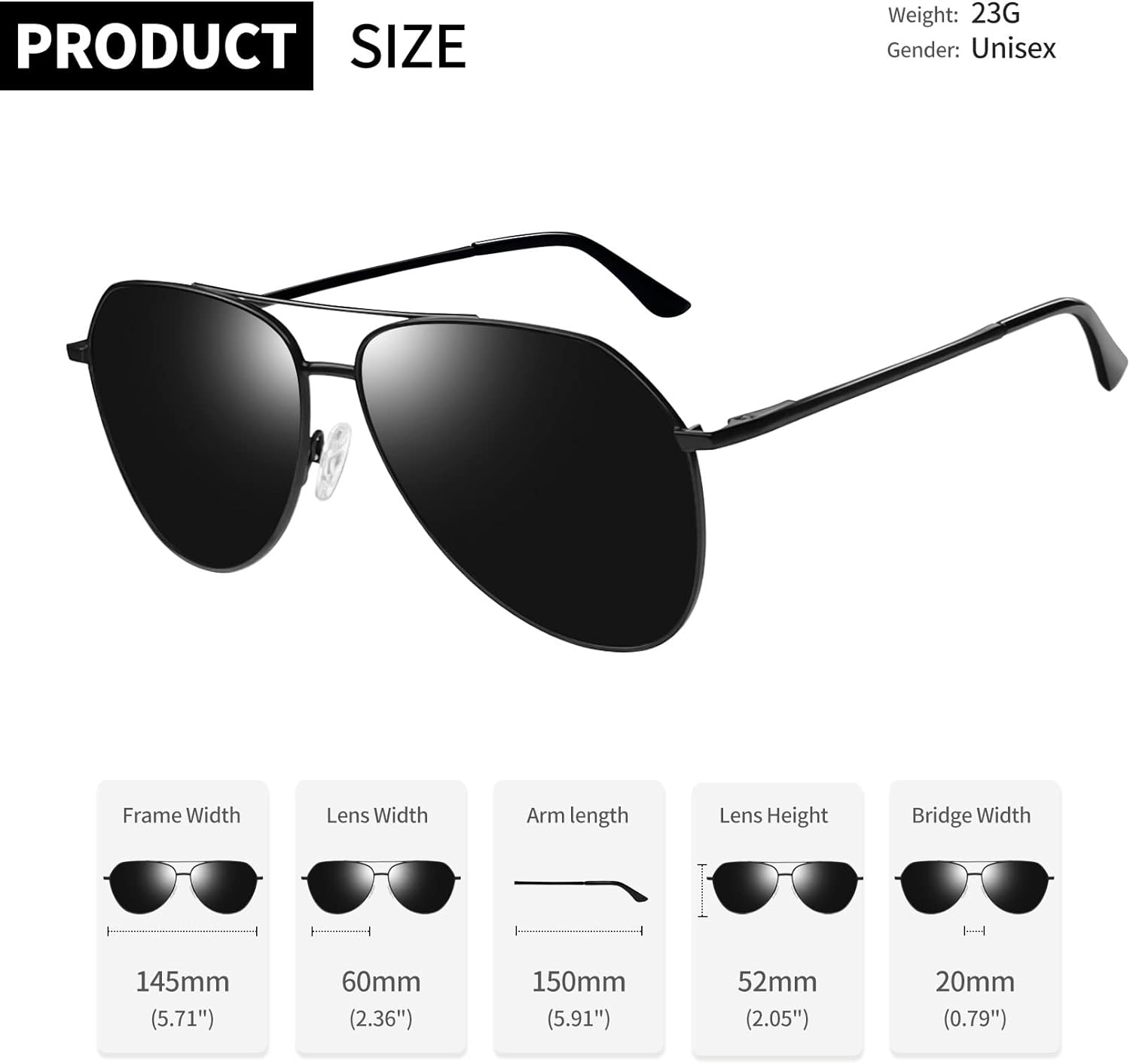 Joopin Classic Aviation Sunglasses for Men Women Premium Polarized Military Style Sun Glasses Metal Frame UV400 Protection