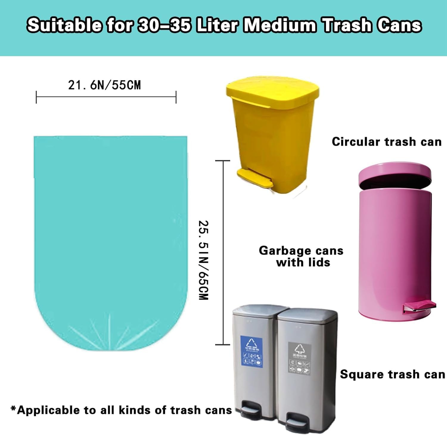 Small Trash Bags 0.6Mil Thicken 4 Gallon 15L Garbage Bags 240 Counts Trash Can Liner for Home Office Kitchen Bathroom Car Plastic Bins Recycling Bags