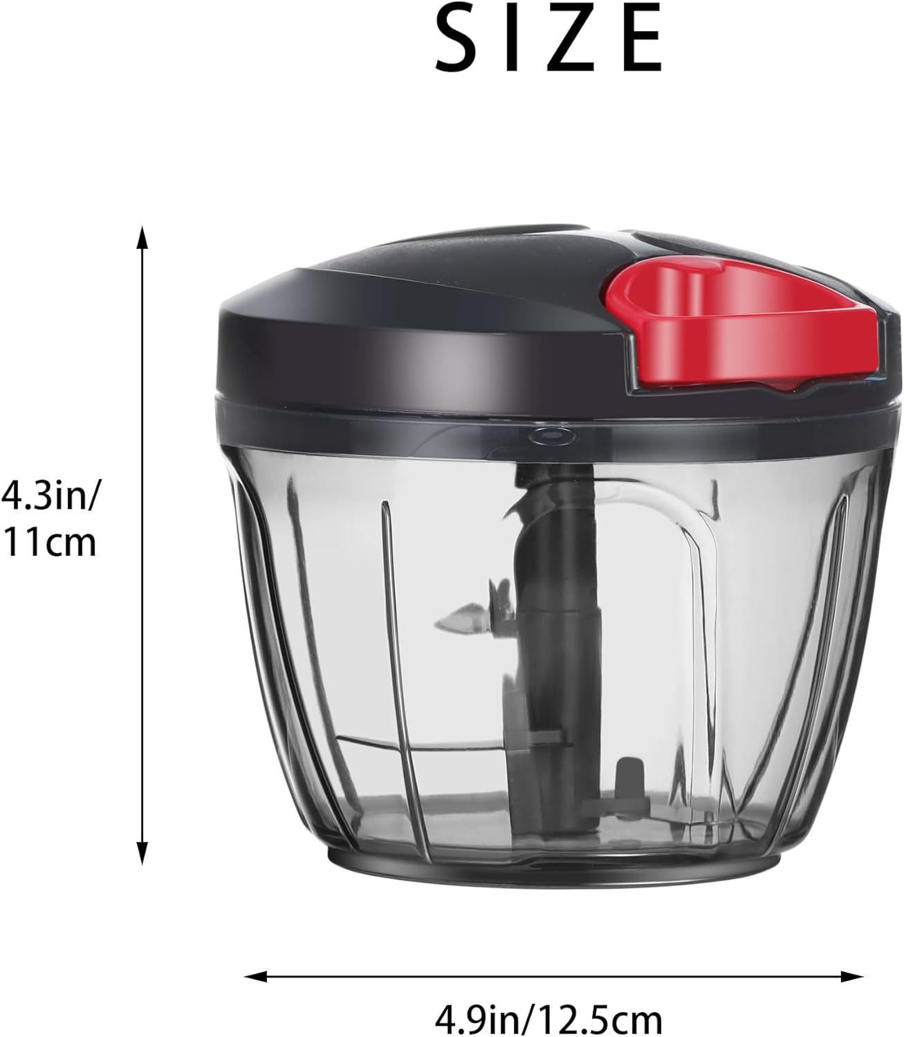 Ourokhome Portable Pull Onion Chopper - Manual Food Processor Garlic Crusher to Chop Fruits, Onion, Carrot, Nuts, Herbs, Meat for Pesto, Coleslaw, Salsa (Red)