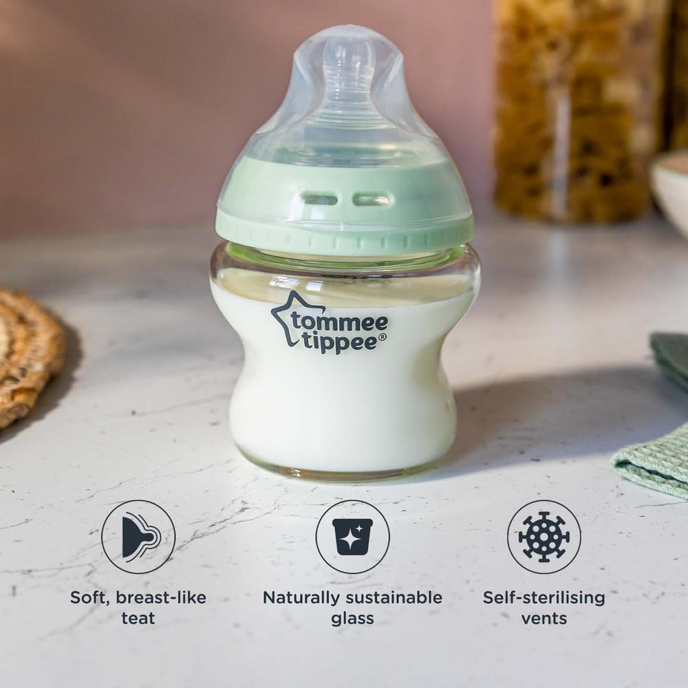 Tommee Tippee Closer to Nature Glass Feeding Bottle, 150ml x 1 -Clear