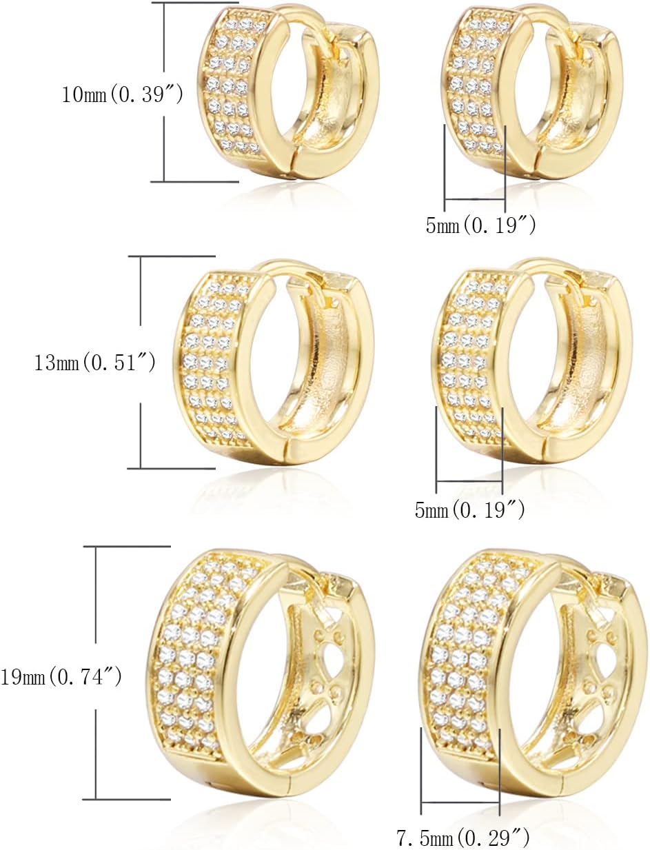 3 pairs of my Hoop Earrings Set are gold plated 18k for women and girls, hypoallergenic, Small Hoop Earrings