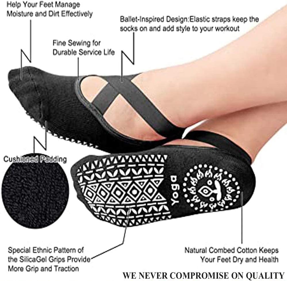 AioTio Strap Non-slip Yoga Socks for Women,Yoga Special Sports Socks,PVC Particles not Only Non-slip but Also Can Massage the Soles of the Feet