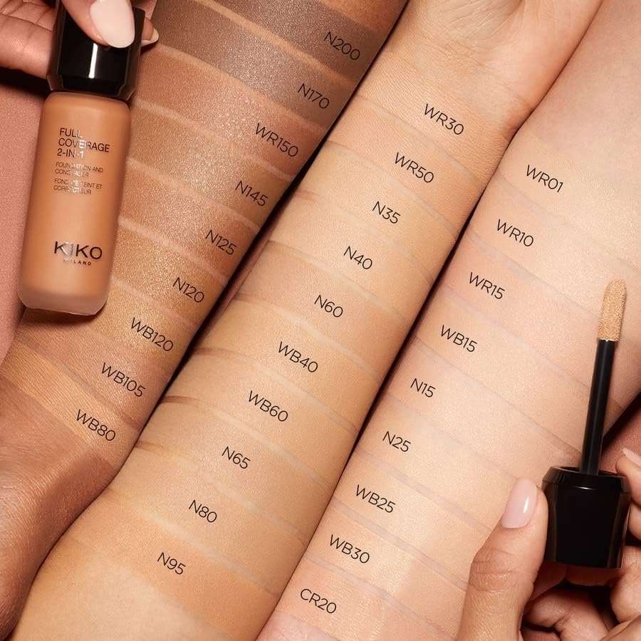 Kiko Milano Full Coverage 2-In-1 Foundation & Concealer, 25ml, 07 Face Foundations, Warm Beige 30