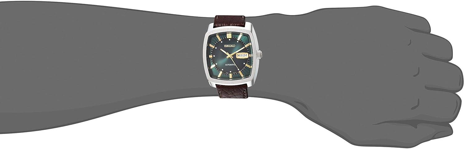 SEIKO Automatic Watch for Men - Recraft Series - Brown Leather Strap, Day/Date Calendar, 50m Water
