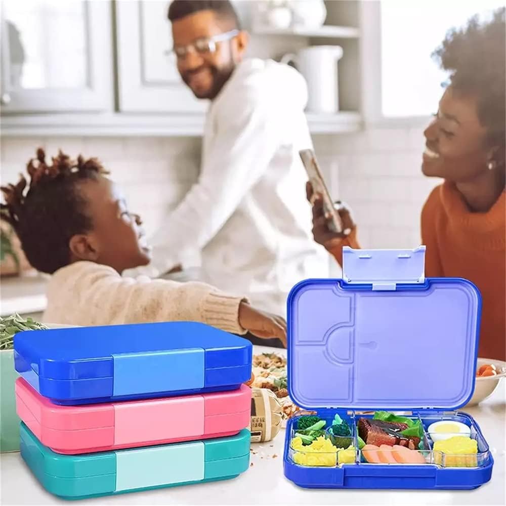 Bento Box, 6 Compartments Ideal Portion Size Leak-Proof, Toddler-Friendly Lunch Box, BPA-Free, Dishwasher safe, Lunch Box for kids Aged 3 to 7 Years (Sky Blue)