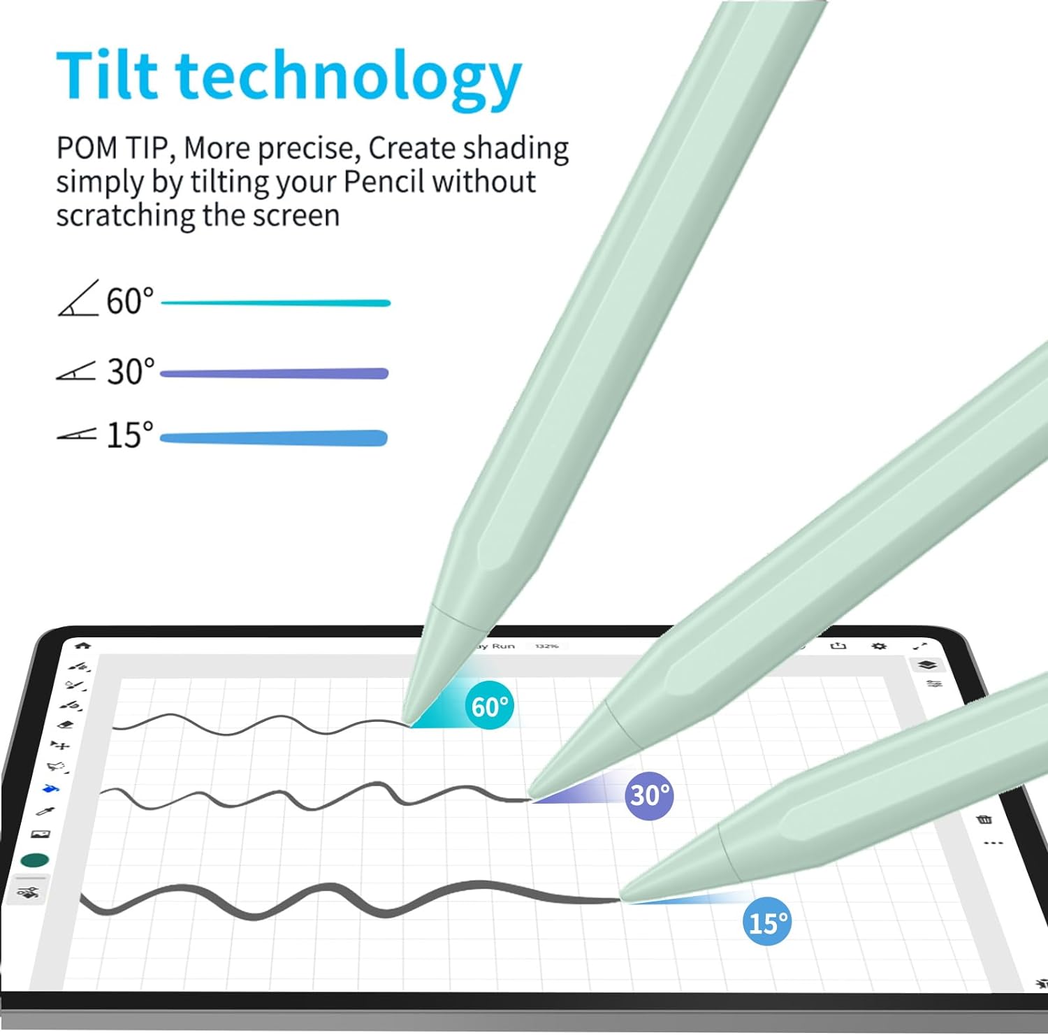 KINGONE Upgraded Stylus Pen, iPad Pencil, Ultra High Precision & Sensitivity, Palm Rejection, Power Display, Tilt Sensitivity, Magnetic Adsorption for iPad 2018 and Later