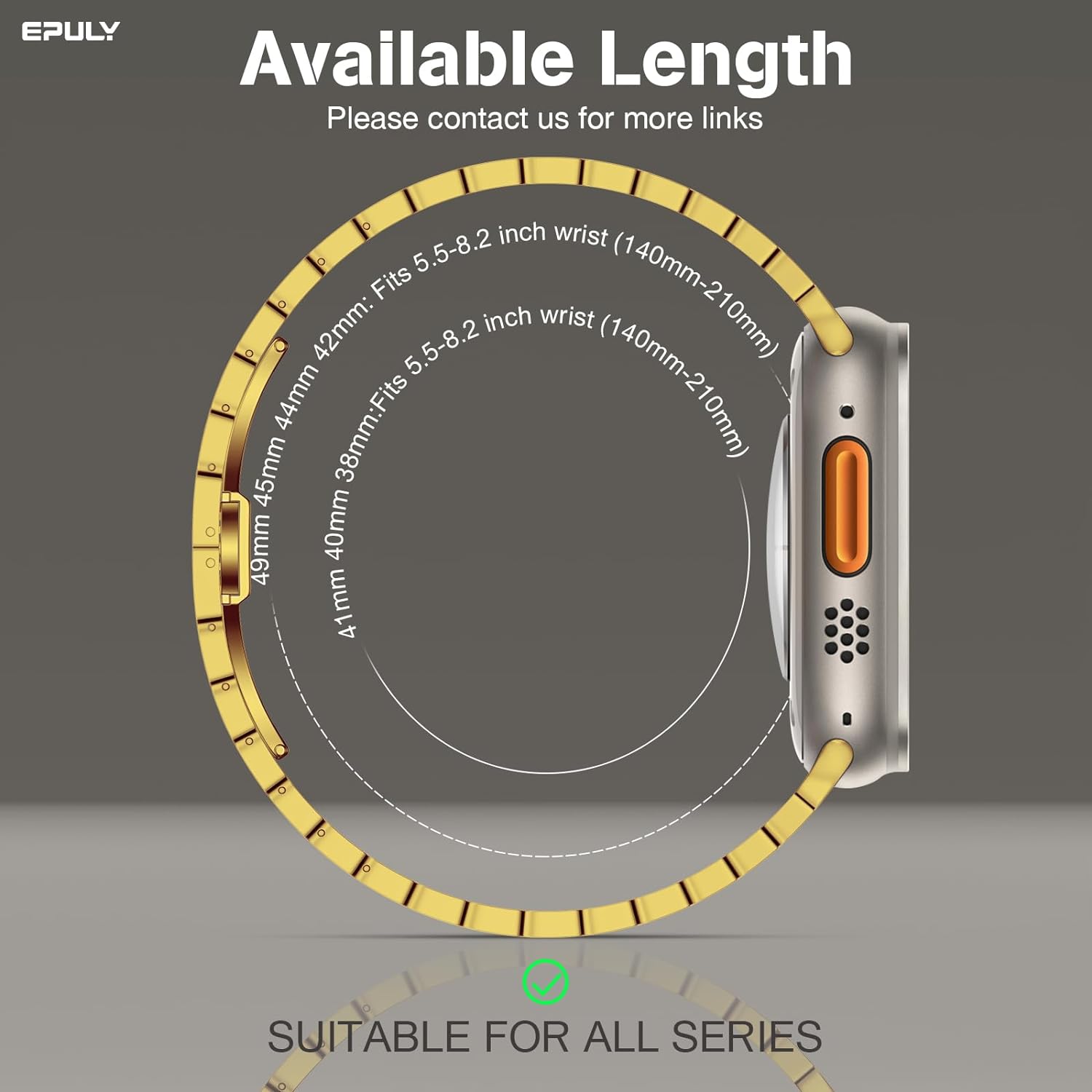 EPULY Compatible with Apple Watch Ultra Band 49mm 45mm 44mm 42mm 41mm 40mm 38mm,Men and Women Stainless Steel Metal Band for iWatch Series SE/8/7/6/5/4/3/2/1