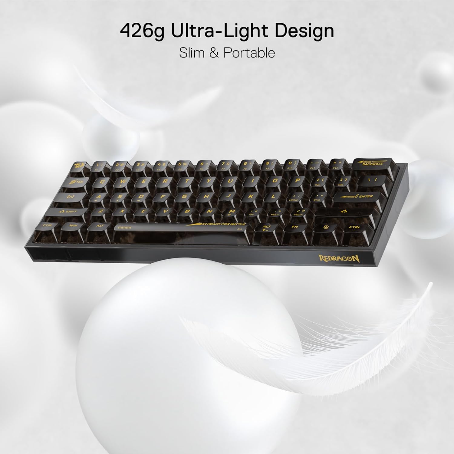 Redragon K617 Fizz 60% Wired RGB Gaming Keyboard, 61 Keys Compact Mechanical Keyboard w/White and Grey Color Keycaps, Linear Red Switch, Pro Driver/Software Supported